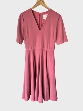 Gal  meets glam V-Neck Fit & Flare Dress in Rose Pink.